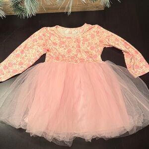 Elegant Pink Floral Kids Dress